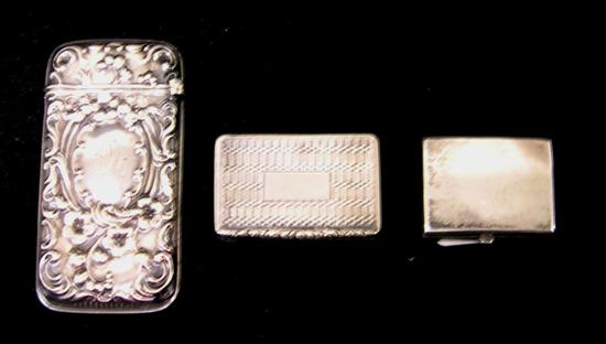 Appraisal: Sterling match safe with reppousse and monogram a viniagrette hinge