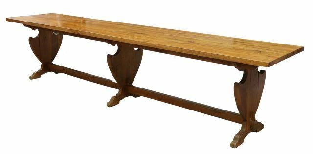 Appraisal: French oak refectory table th c plank top three urn-shaped