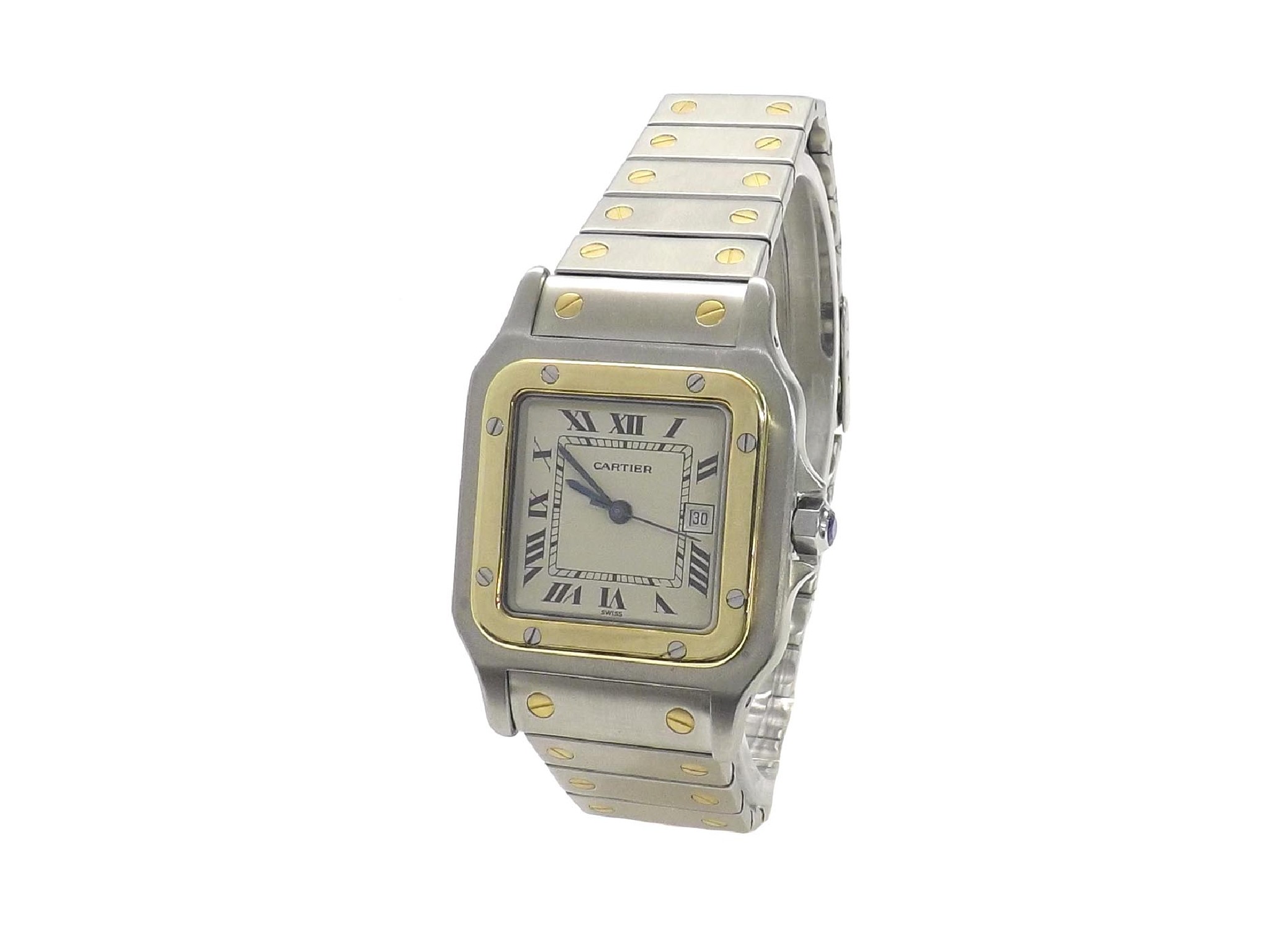 Appraisal: Cartier Santos automatic gold and stainless steel gentleman's bracelet watch