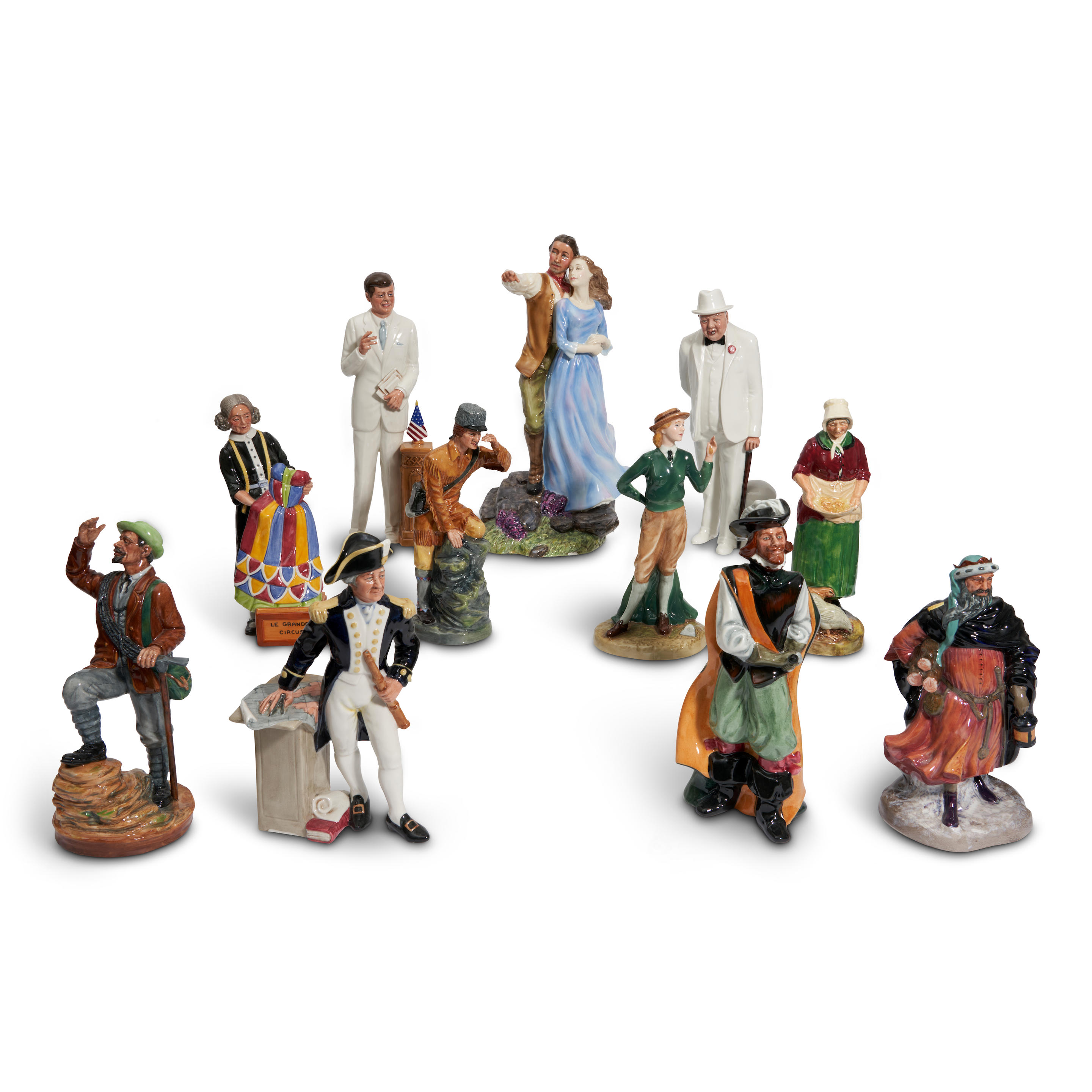 Appraisal: ELEVEN ASSORTED ROYAL DOULTON FIGURINES including Sir Winston Churchill The