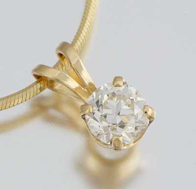 Appraisal: An Old European Cut Diamond Solitaire Pendant on Chain k