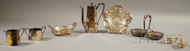 Appraisal: Group of Silver and Silver-plated Tableware a three-piece silver-plated coffee