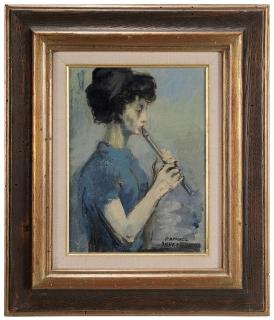 Appraisal: Raphael Soyer New York - Woman Playing a Recorder signed