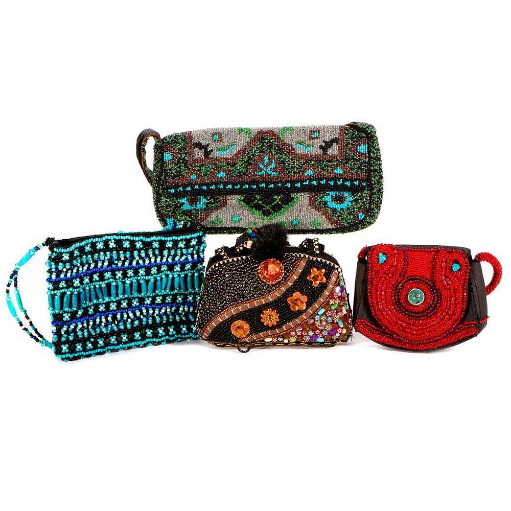 Appraisal: Four beaded bags one by Mali Parma one by Christiana