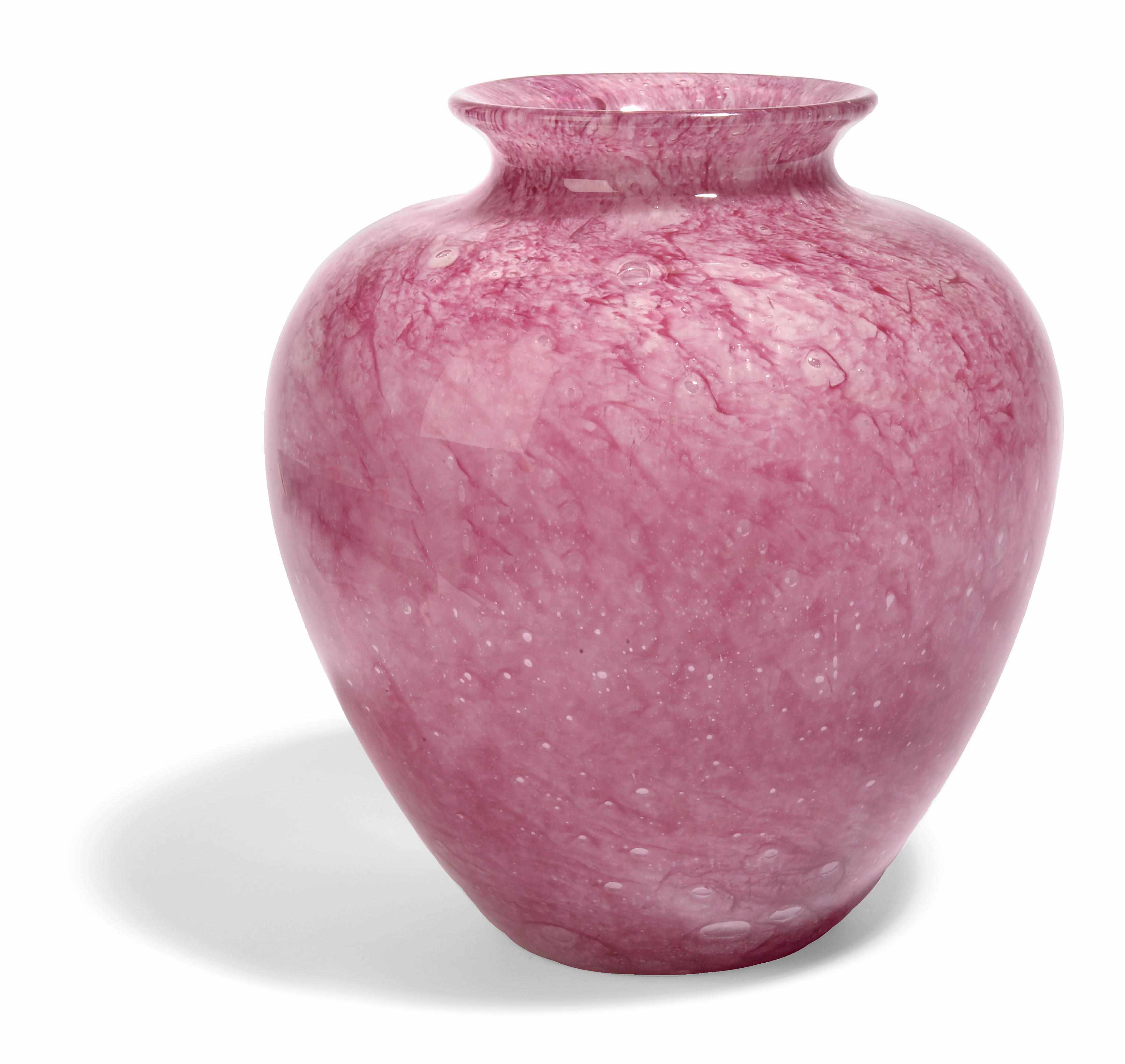 Appraisal: A Steuben pink Cluthra glass vase shape sacid stamped fleur