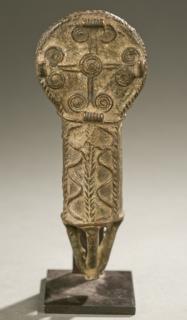 Appraisal: West African brass object th century West African avian sculpture