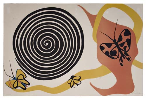 Appraisal: ALEXANDER CALDER Butterflies and Spiral Color lithograph circa x mm