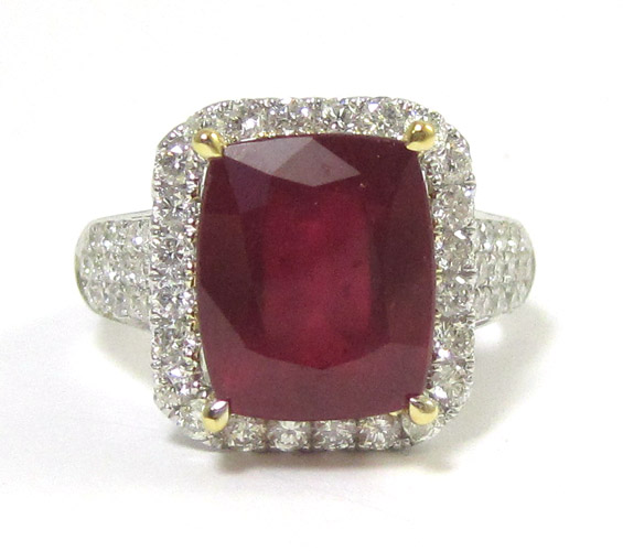 Appraisal: RUBY DIAMOND AND FOURTEEN KARAT GOLD RING The white gold