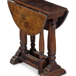 Appraisal: A William and Mary Turned Oak Gate-Leg Diminutive Side Table