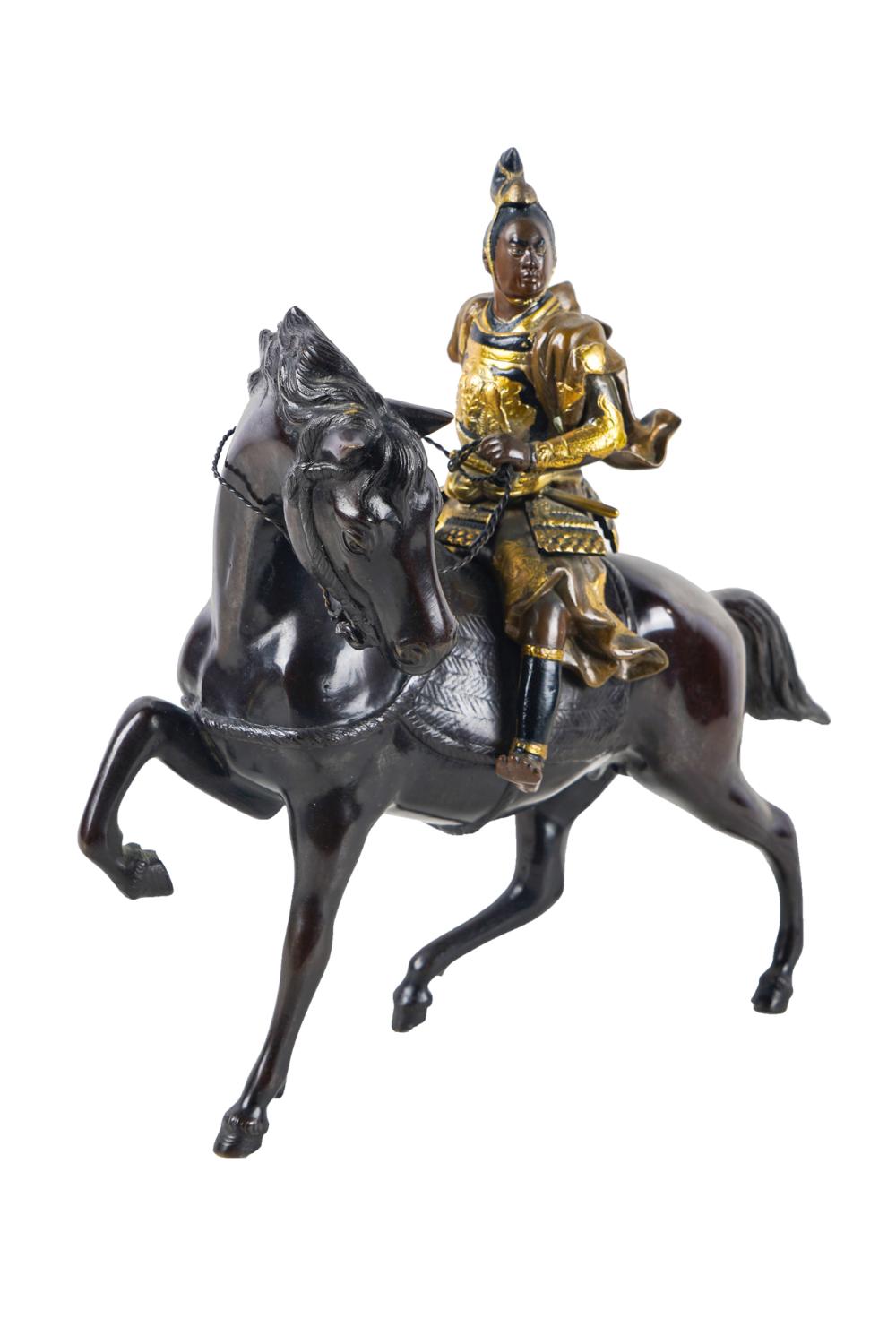 Appraisal: JAPANESE BRONZE WARRIOR ON HORSEBACK inches wide inches deep inches