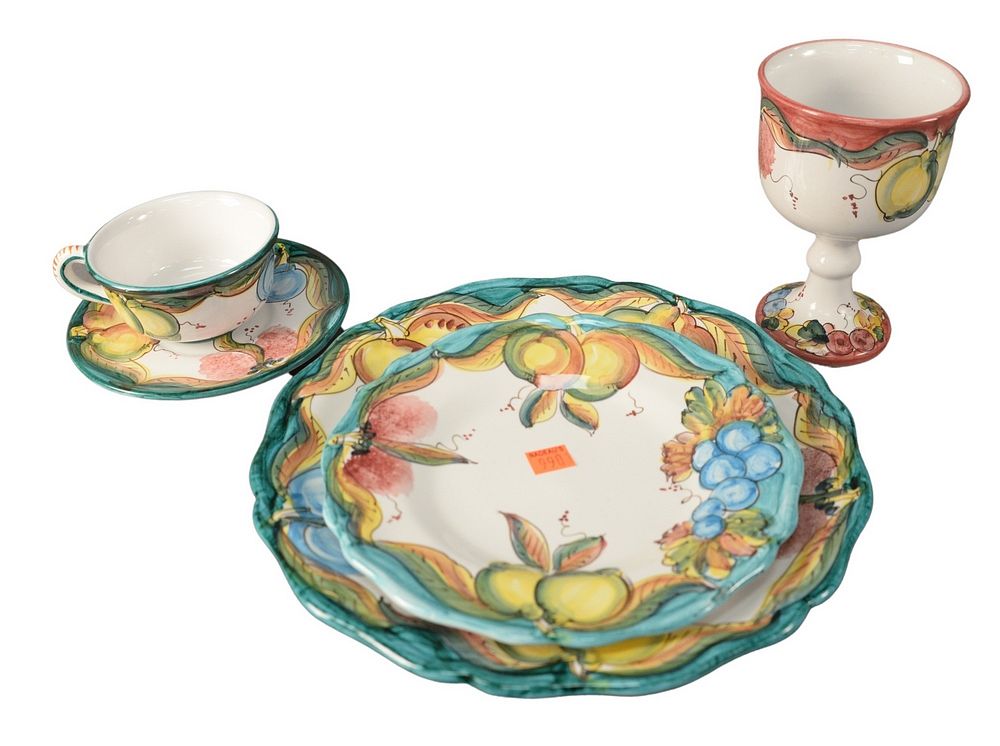 Appraisal: Piece Set of Italian Pottery to include goblets tea cups