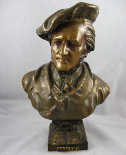 Appraisal: PATINATED SPELTER BUST of Richard Wagner the German composer Brown