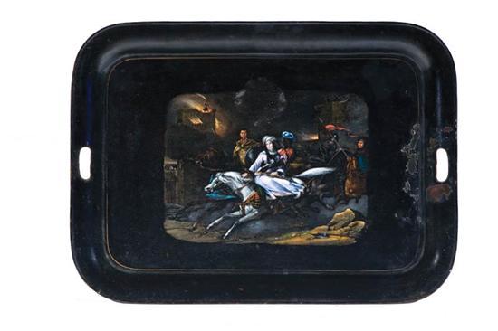 Appraisal: TOLE TRAY Attributed to Russia th century Hand painted scene