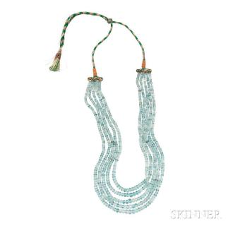 Appraisal: Aquamarine Bead Necklace composed of five strands of graduating faceted