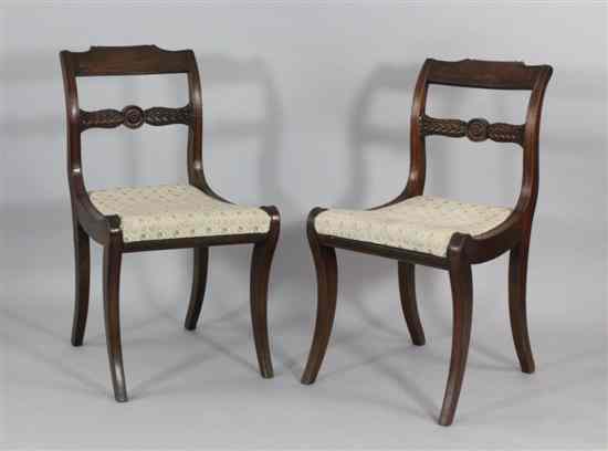 Appraisal: A set of six Regency mahogany dining chairs with acanthus