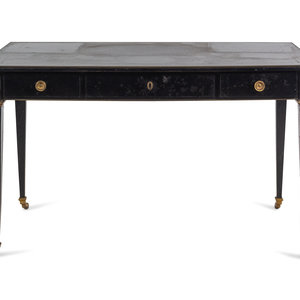 Appraisal: An Italian Brass Inlaid Ebonized Writing Table Circa Height x