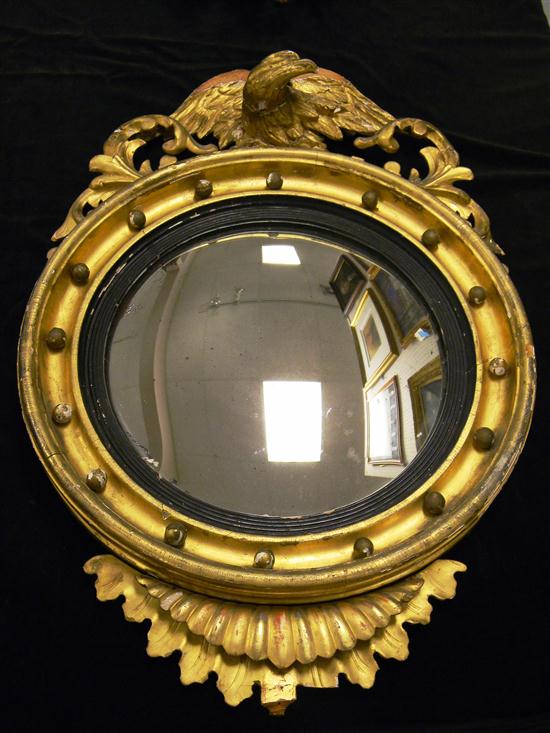 Appraisal: Federal form th C gilt bull's eye convex mirror ball