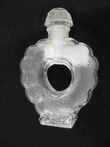 Appraisal: Lalique Crystal Heart Perfume Bottle frosted open center '' signed