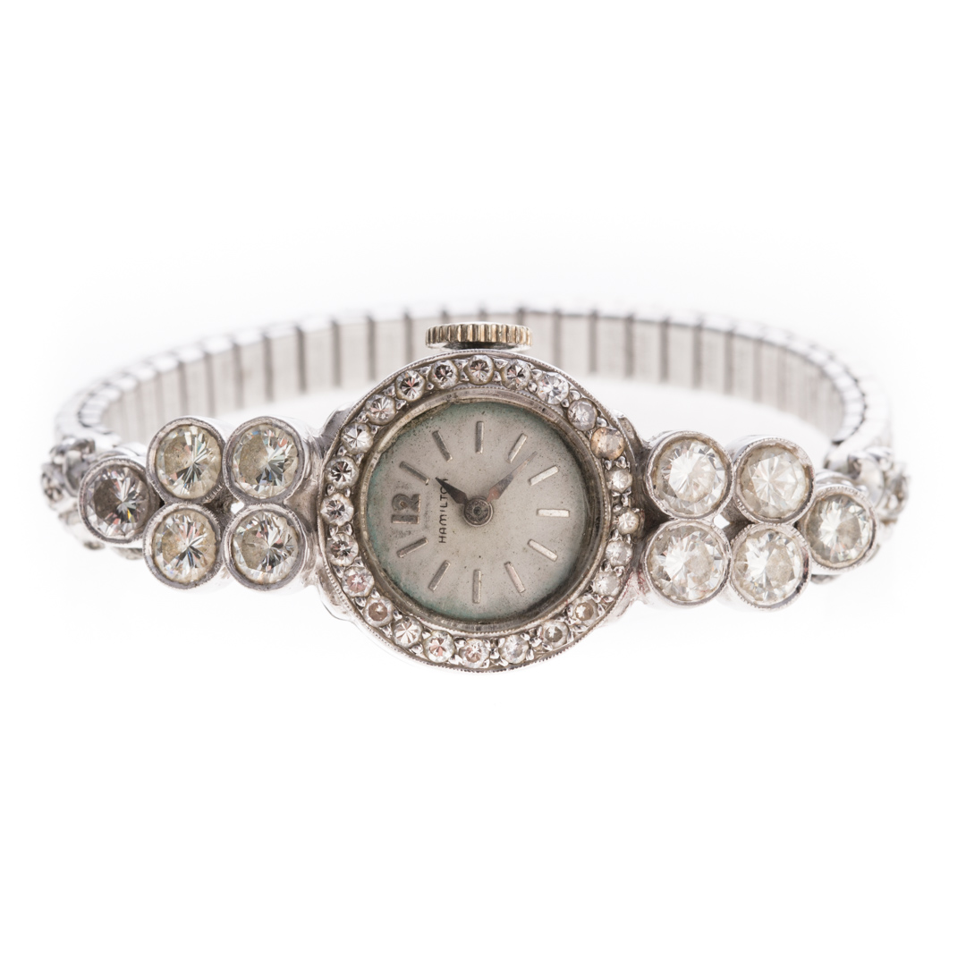 Appraisal: A Lady's Platinum Diamond Dress Watch by Hamilton Art Deco