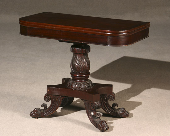 Appraisal: Classical Style Mahogany Folding and Pivoting-Top Card Table Late th