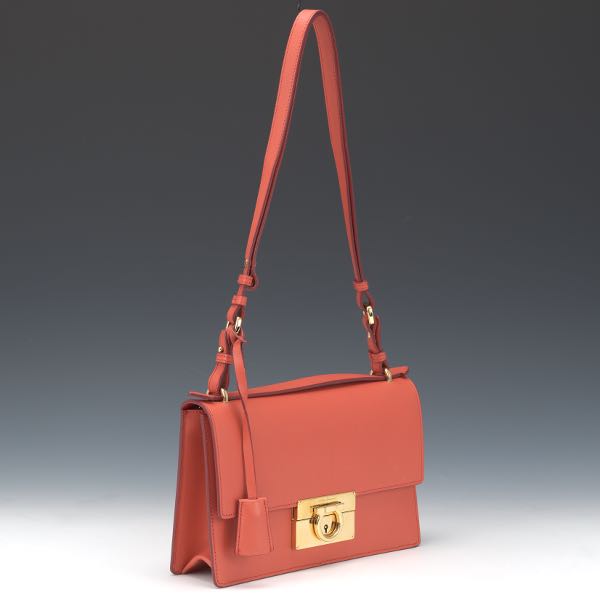 Appraisal: FERRAGAMO CORAL PINK LEATHER SHOULDER BAG AND WALLET x x