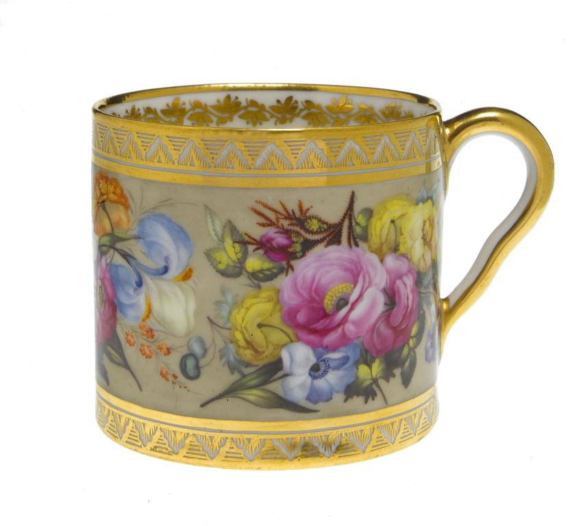 Appraisal: A FINE DERBY COFFEE CAN painted by William Billingsley with