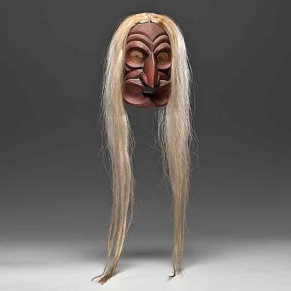 Appraisal: Jacob Ezra Thomas Cayuga Door Keeper Mask carved wood with