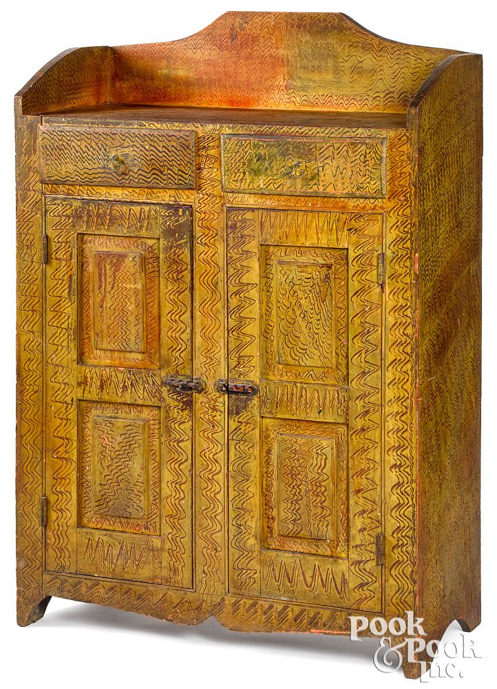 Appraisal: Pennsylvania painted poplar jelly cupboard th c Pennsylvania painted poplar