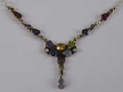 Appraisal: A white metal tests silver multi gem necklace approx cm