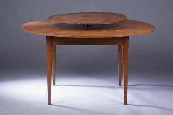 Appraisal: AMERICAN PINE LAZY SUSAN DINING TABLE th century Circular two-tier