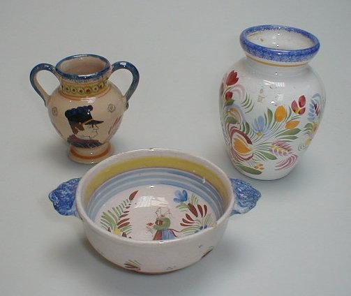 Appraisal: Three items of Quimper pottery as found