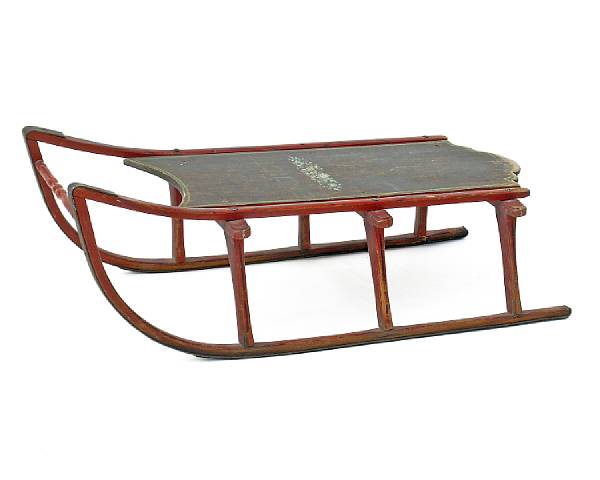 Appraisal: An American painted wood child's sled late th century The