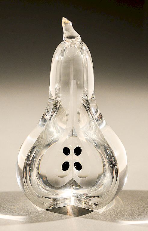 Appraisal: Steuben crystal pear with four jade seeds designed by Bernard