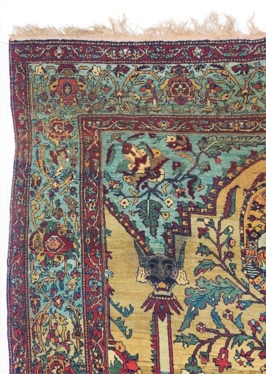 Appraisal: Hand-woven Persian rug Research has yielded differing opinions as to