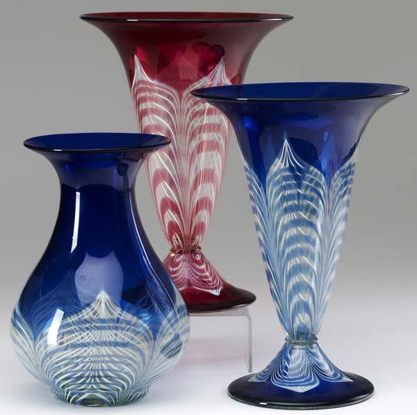 Appraisal: DURAND Three vases two flaring and one bulbous with pulled