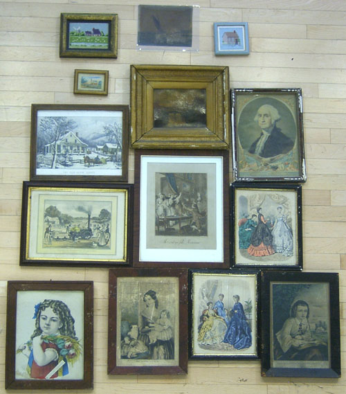 Appraisal: Group of framed pieces of art most late th c