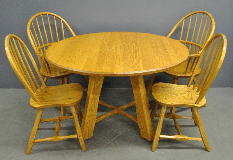 Appraisal: - Round oak table h x dia and four arm