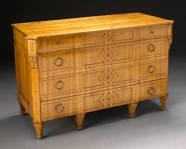 Appraisal: A Swedish Neoclassical fruitwood chest late th century The rectangular