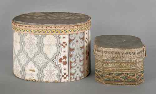 Appraisal: Two wallpaper covered boxes th c h w and h