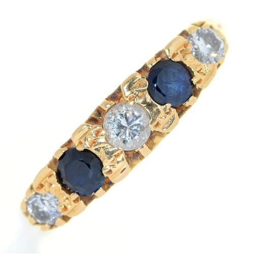 Appraisal: A sapphire and diamond ring in gold marked ct g