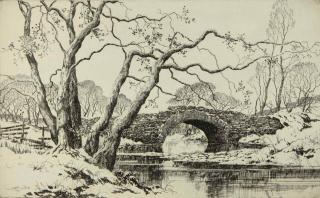 Appraisal: ARTHUR W HALL - PENCIL SIGNED ETCHING Titled 'Bird Creek