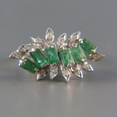 Appraisal: Emerald Diamond Ring bageutte emeralds and round diamonds carat gem