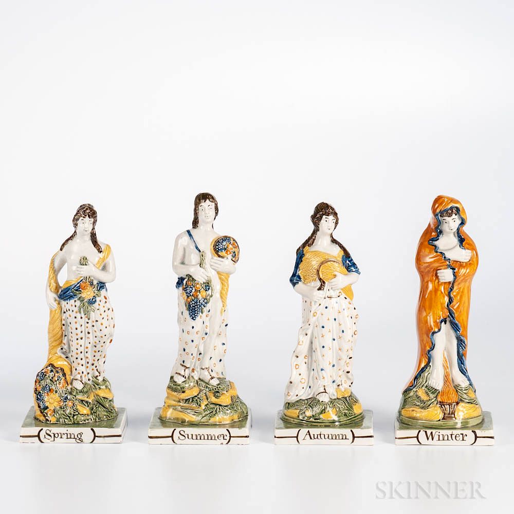 Appraisal: Set of Four Pratt-type Pearlware Figures of the Seasons Set