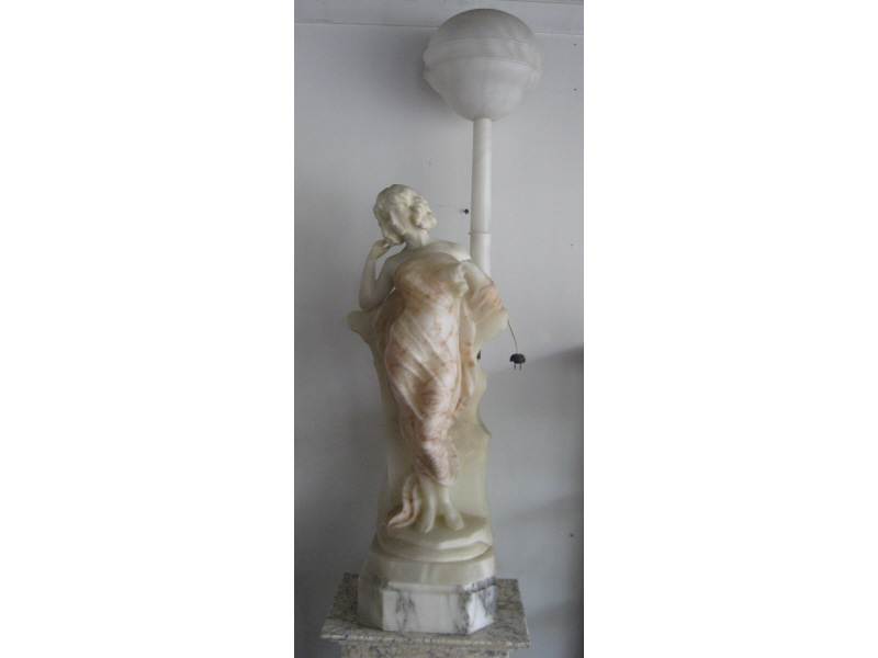 Appraisal: ITALIAN SCULPTED WHITE MARBLE FIGURAL LAMP Full figure of a