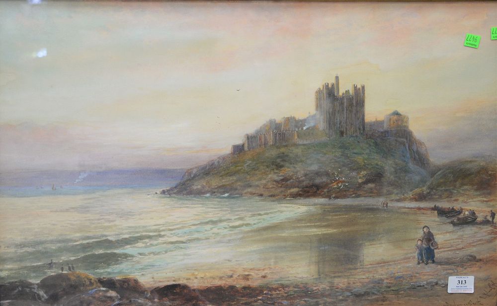 Appraisal: Continental School th Century Bamburgh Castle watercolor on paper -