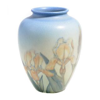 Appraisal: Rookwood Kitaro Shirayamadani Wax Matte Vase Iris Design Height inches