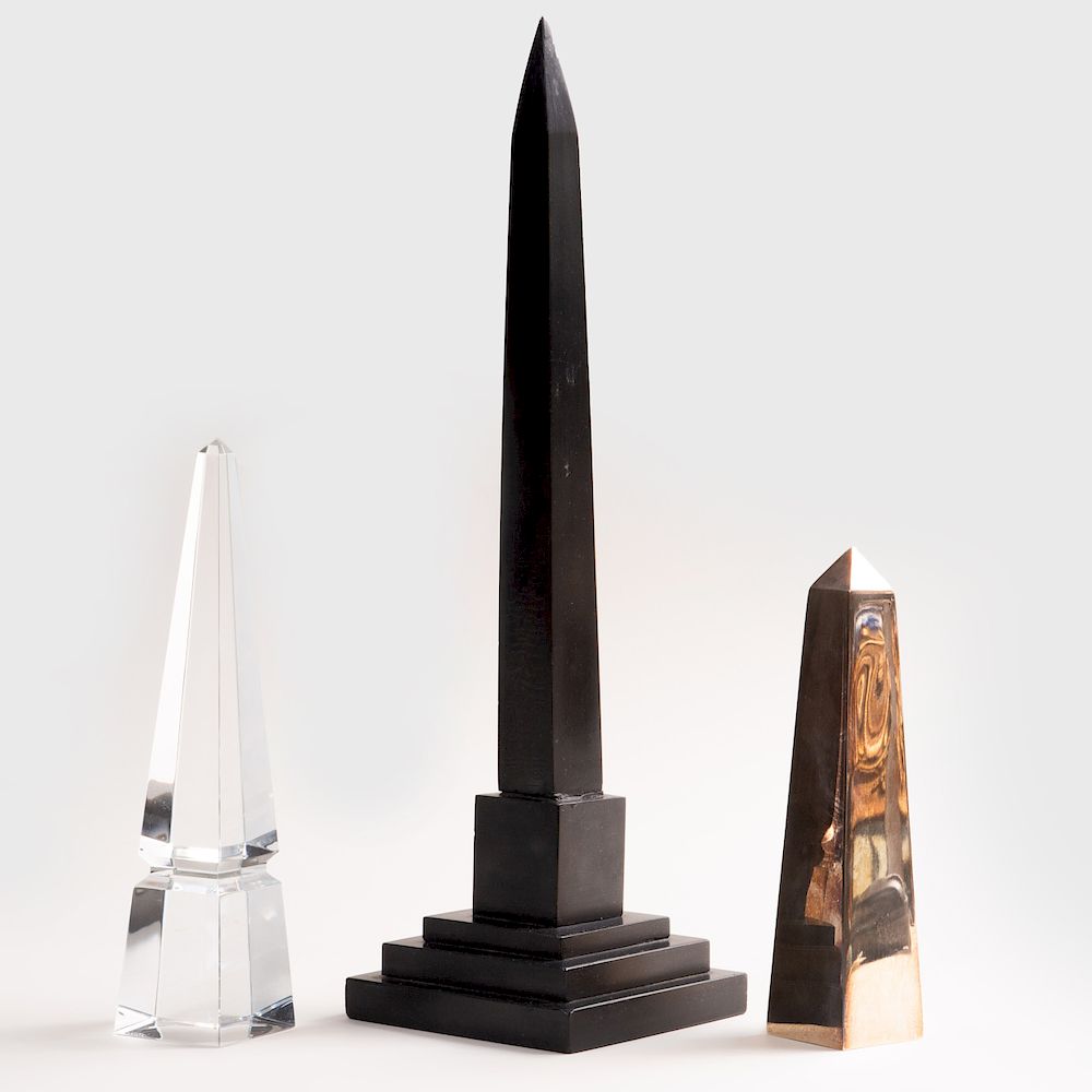 Appraisal: Group of Three Obelisks Comprising A Baccarat glass obelisk A