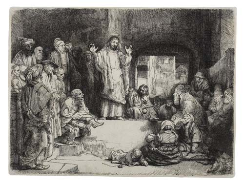 Appraisal: REMBRANDT VAN RIJN Christ Preaching La Petite Tombe Etching and