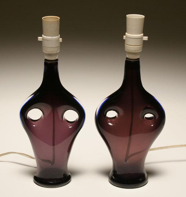 Appraisal: Venini Forato glass table lamps vases designed by Fulvio Bianconi