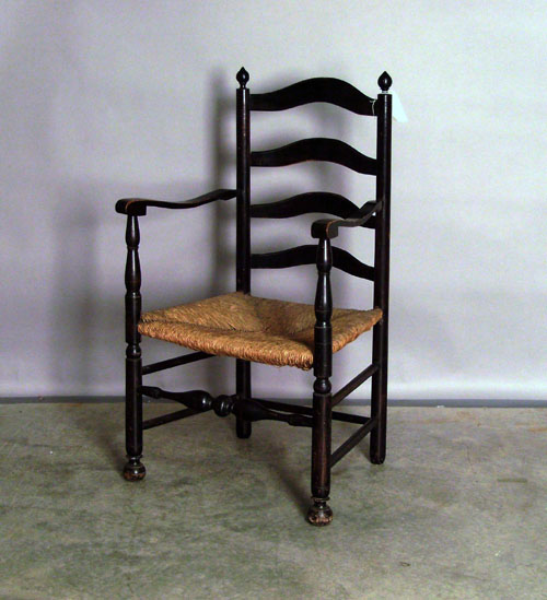 Appraisal: Four-slat ladderback armchair th c